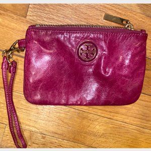 Tory Burch Small Wristlet Magenta Leather
